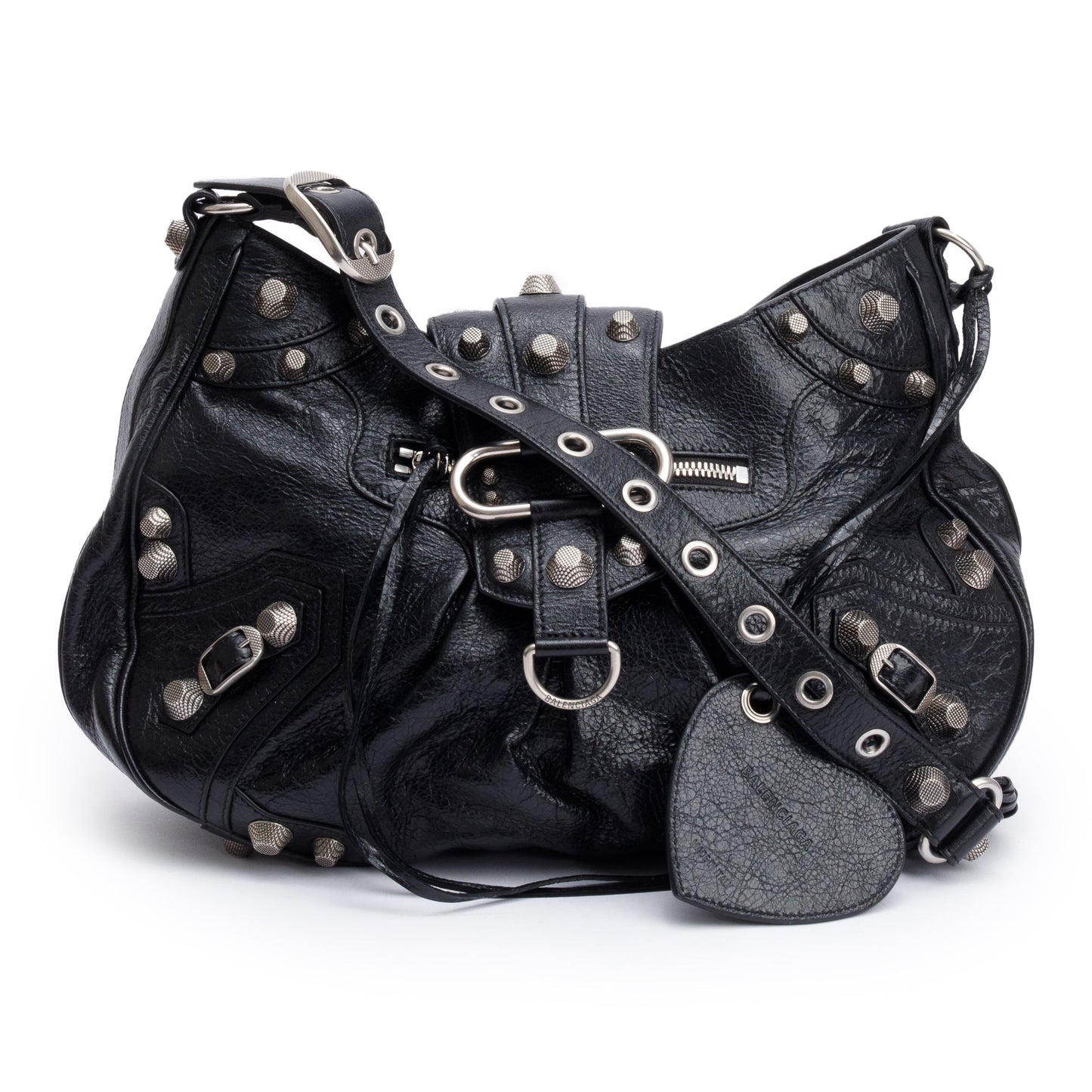 Balenciaga Black Arena Leather Le Cagole Medium Shoulder Bag