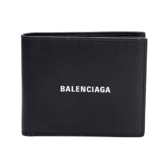 Balenciaga Black Calfskin Leather Cash Square Bifold Wallet