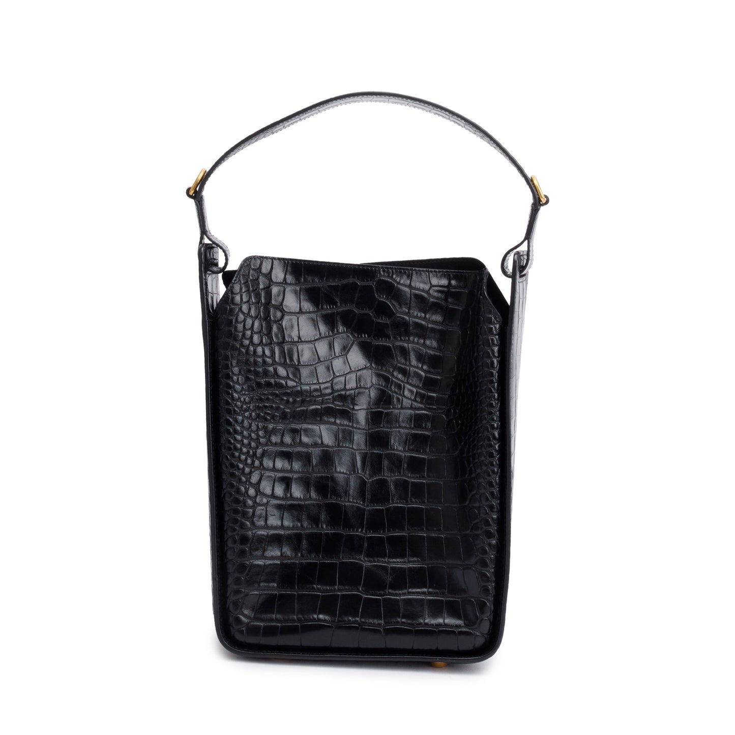 Balenciaga Black Croc-Embossed Leather Tool 2.0 Small N/S Tote