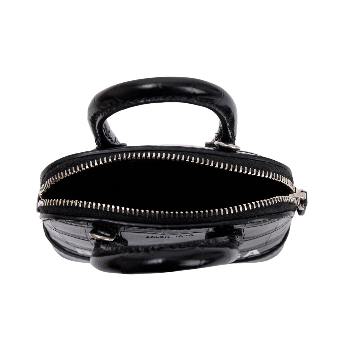 Balenciaga Black Crocodile Embossed Ville Mini Top Handle Bag
