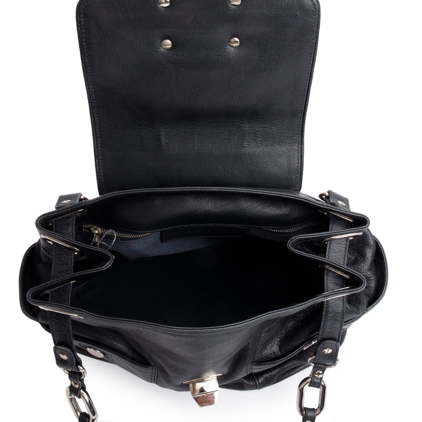 Balenciaga Black Goatskin Leather Stingray Cherche Chain-Link Shoulder Bag
