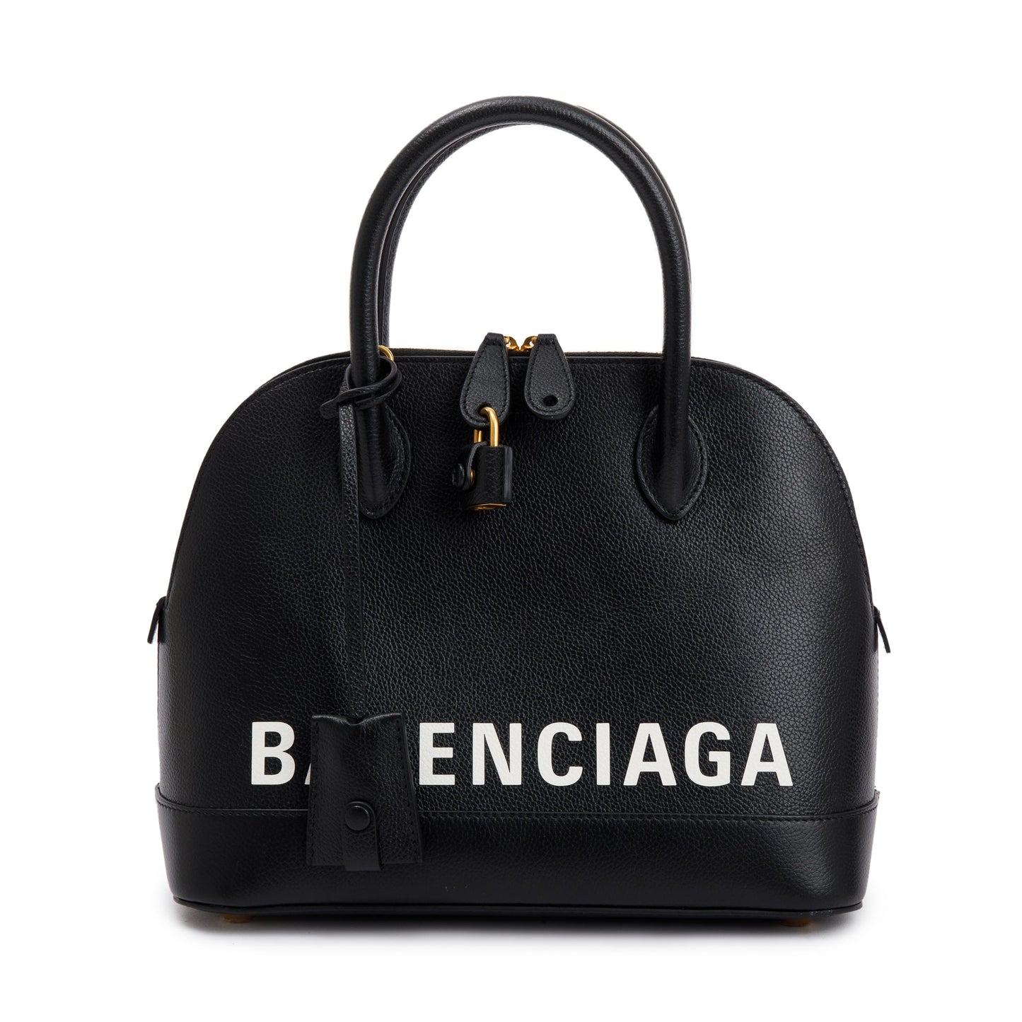 Balenciaga Black Grained Calfskin Leather Ville S Top Handle Bag