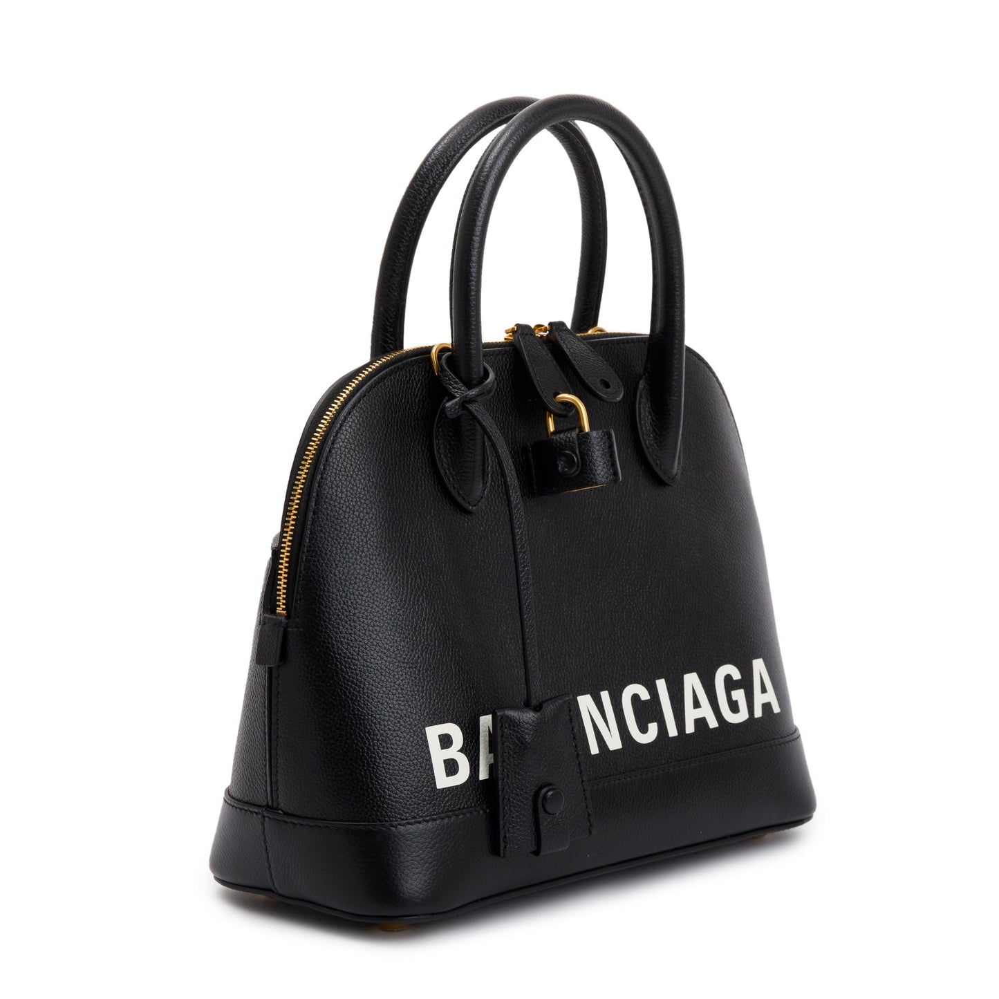 Balenciaga Black Grained Calfskin Leather Ville S Top Handle Bag