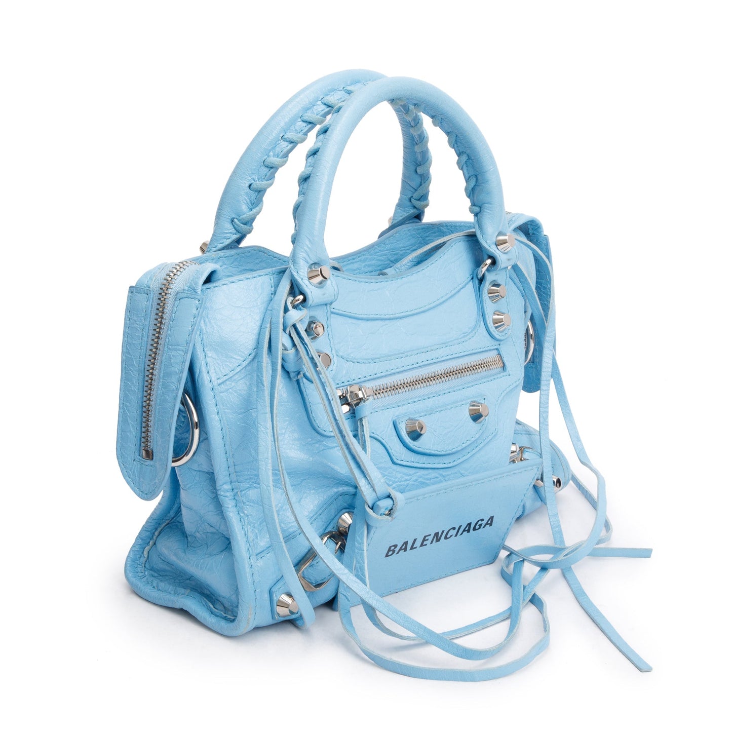 Balenciaga Blue Agneau Leather Classic Mini City Bag