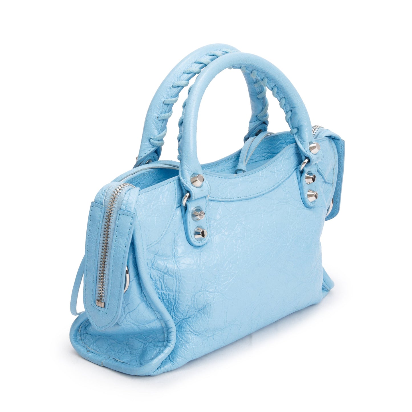 Balenciaga Blue Agneau Leather Classic Mini City Bag
