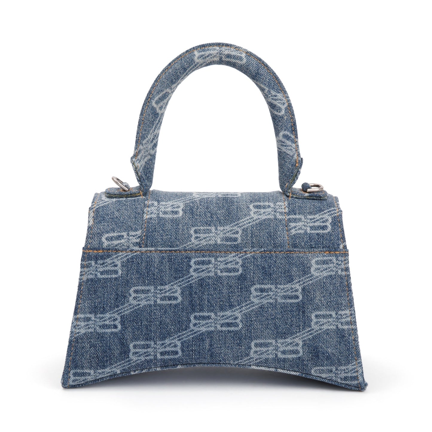 Balenciaga Blue BB Monogram Denim Small Hourglass Top Handle Bag