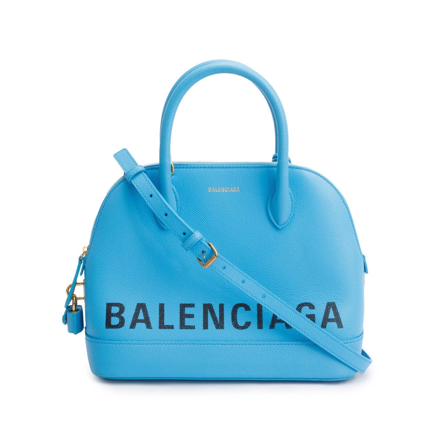 Balenciaga Blue Grained Calfskin Leather Ville S Top Handle Bag