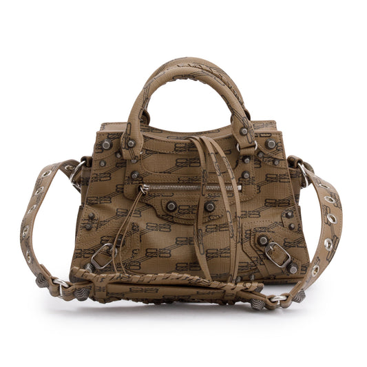Balenciaga Brown BB Monogram Canvas Neo Cagole Classic XS City Bag