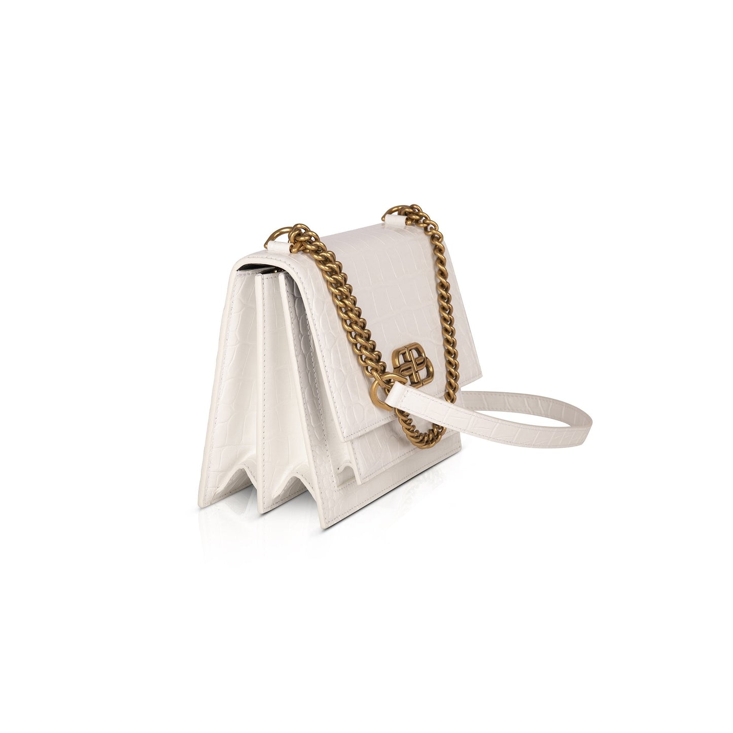 Balenciaga Croc-Embossed Sharp S Chain Bag