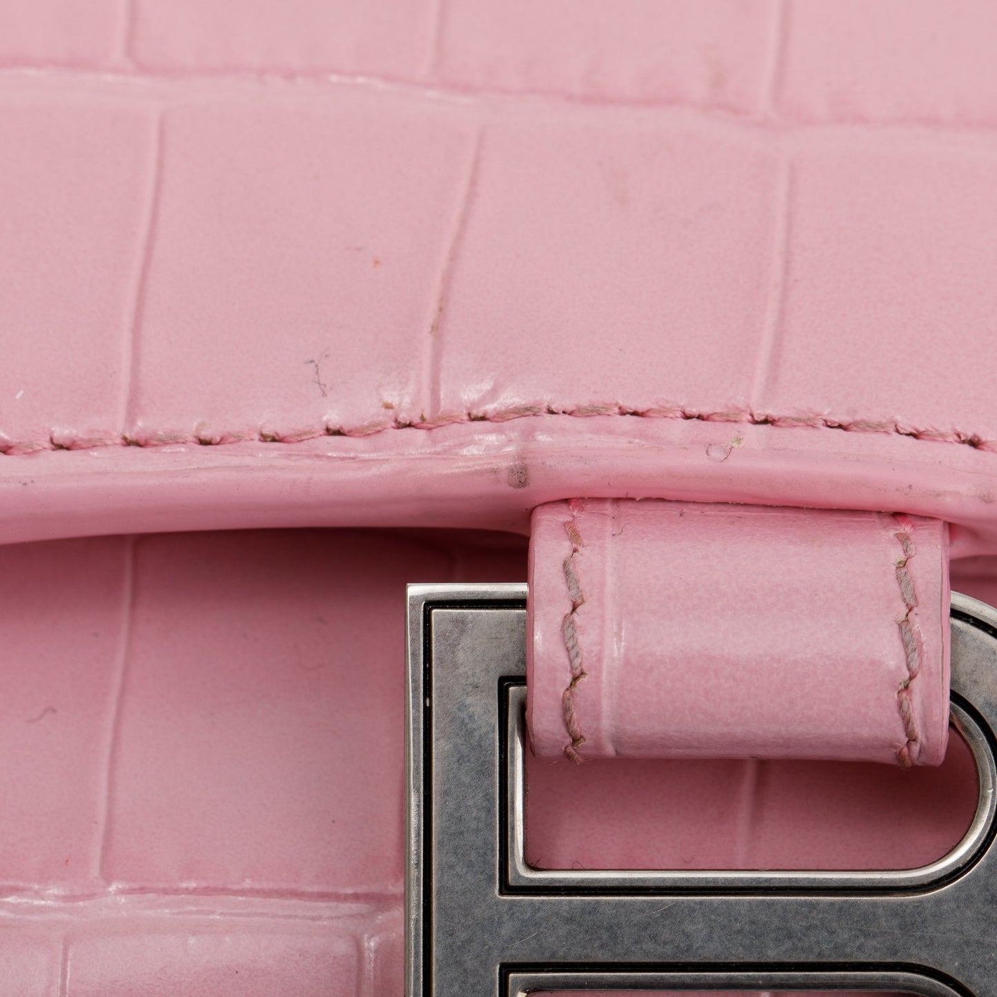 Balenciaga Crocodile Embossed Hourglass Wallet on Chain