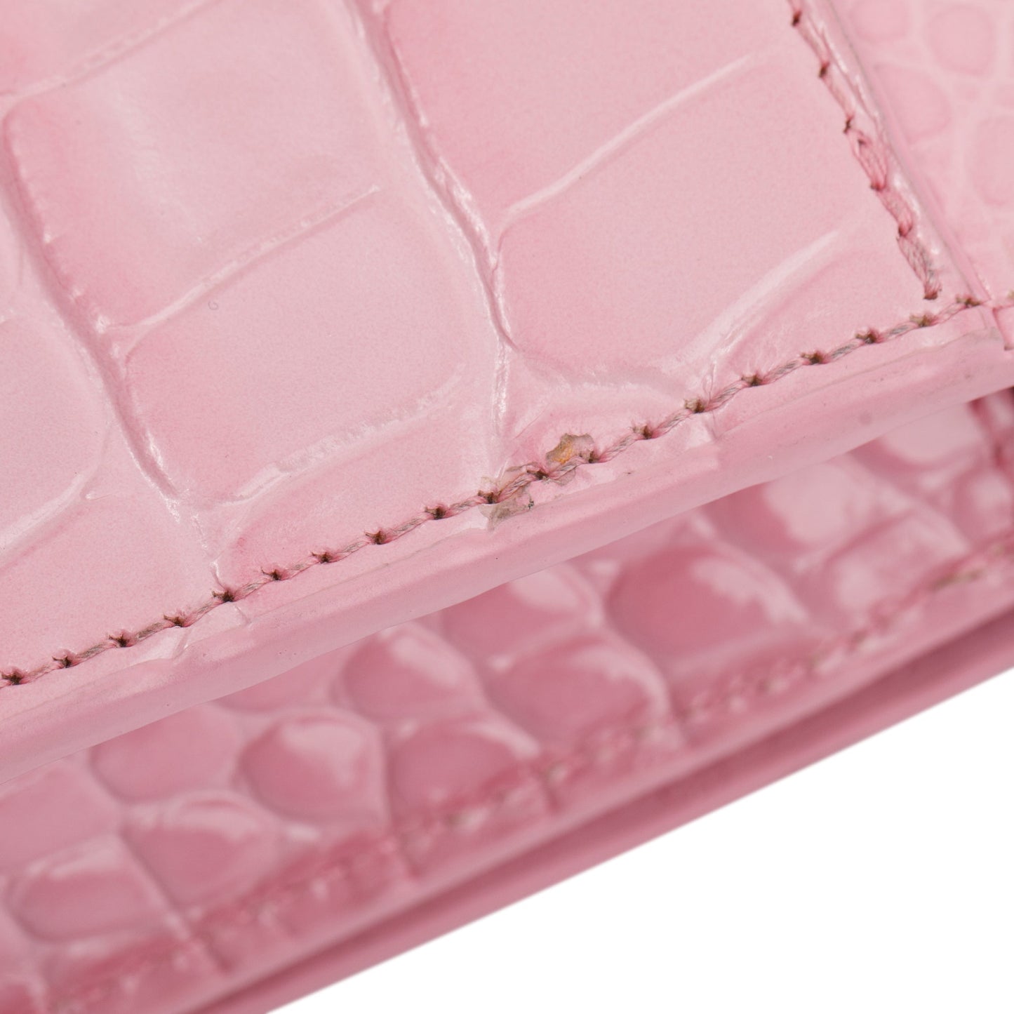 Balenciaga Crocodile Embossed Hourglass Wallet on Chain