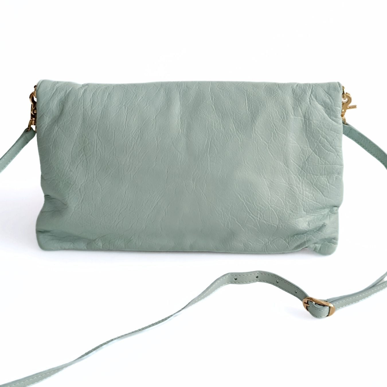 Balenciaga Balenciaga Giant Clutch with shoulder strap in aqua green leather