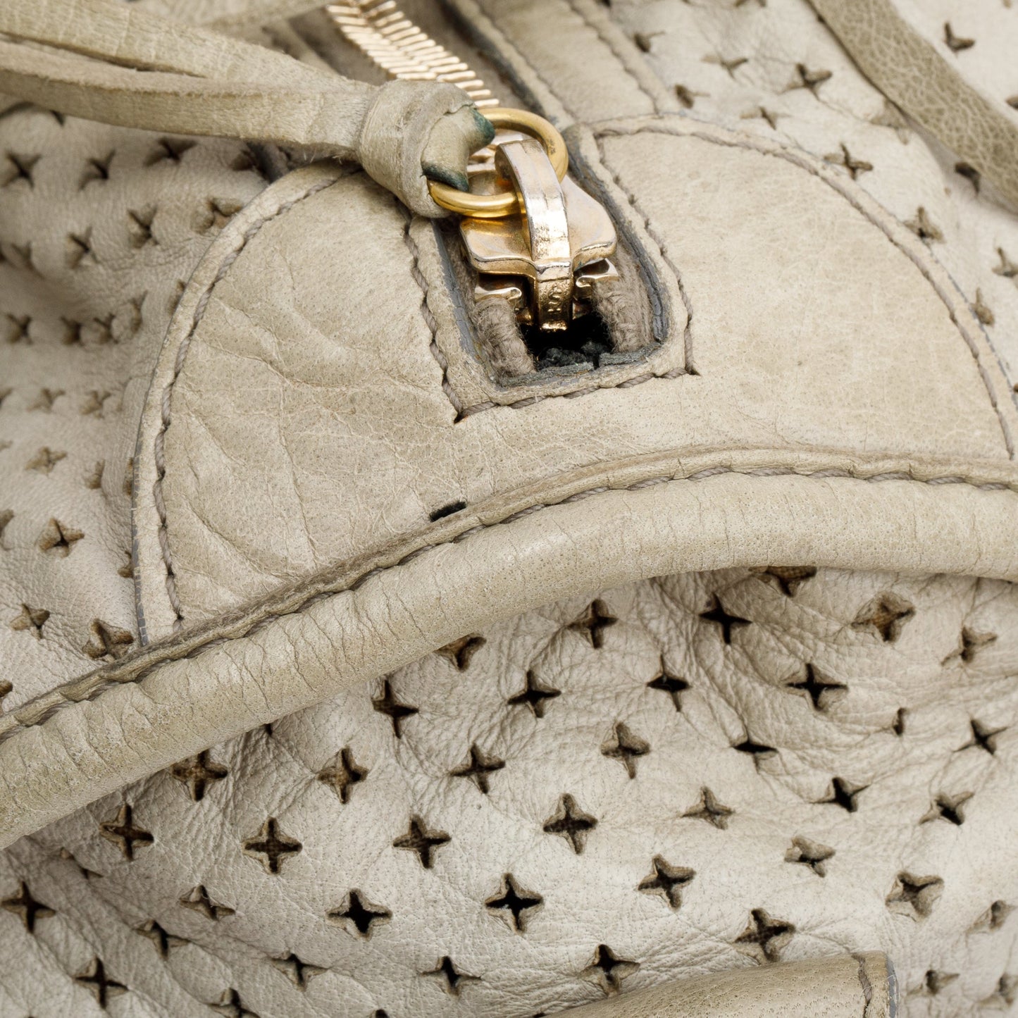 Balenciaga Grey Agneau Leather Laser Cut Cross Classic City Bag