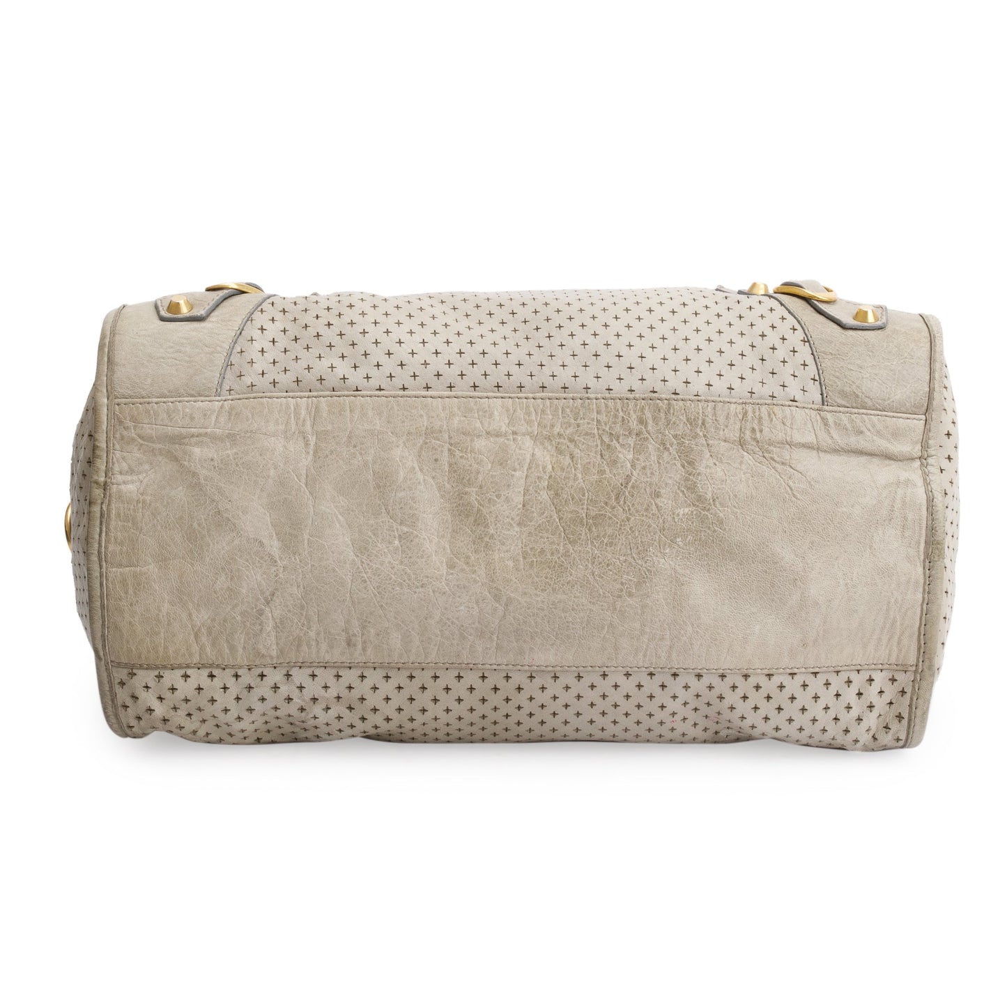 Balenciaga Grey Agneau Leather Laser Cut Cross Classic City Bag