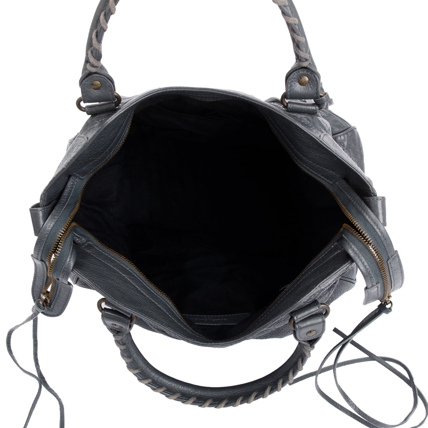 Balenciaga Grey Agneu Leather Motocross Classic City Velo Bag