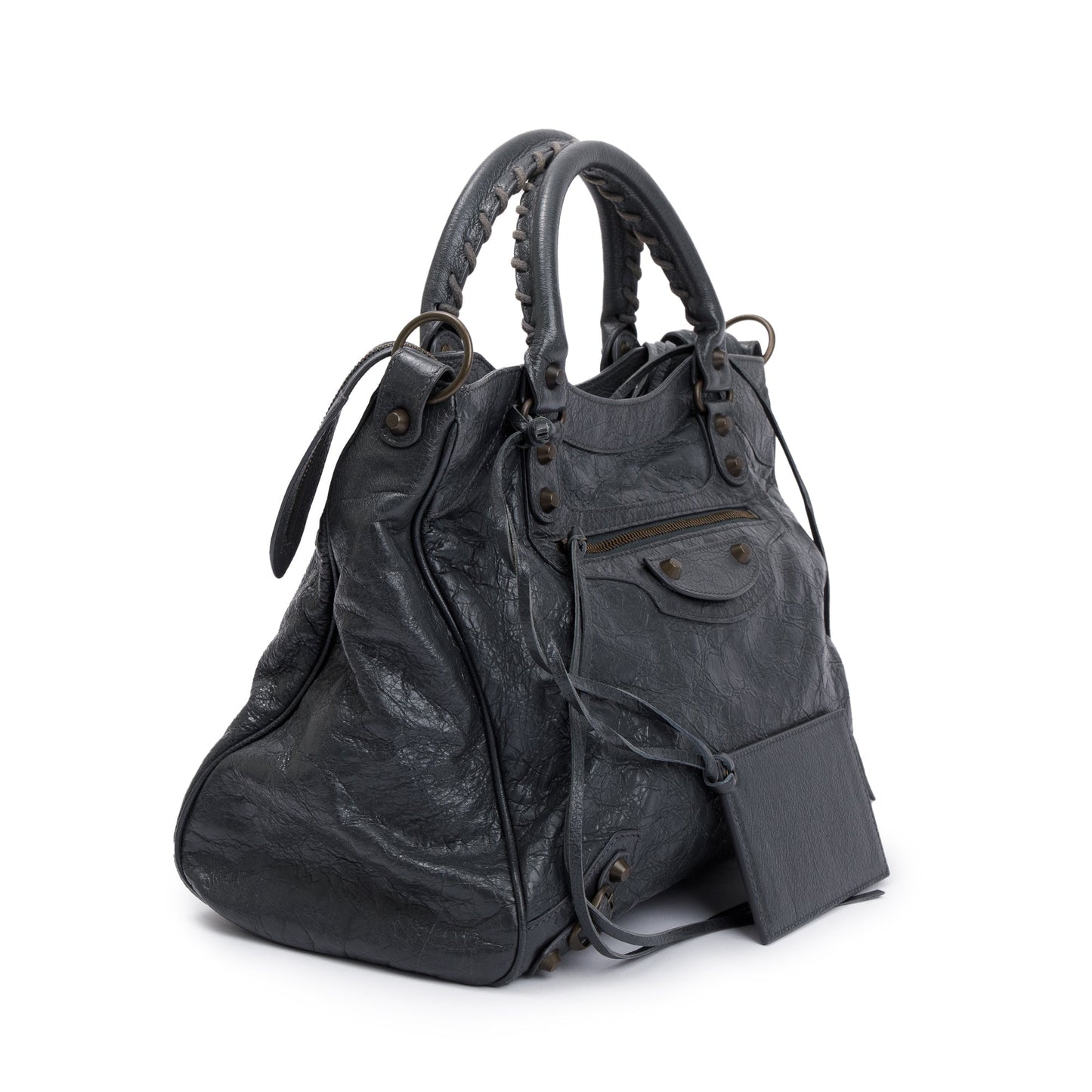 Balenciaga Grey Agneu Leather Motocross Classic City Velo Bag