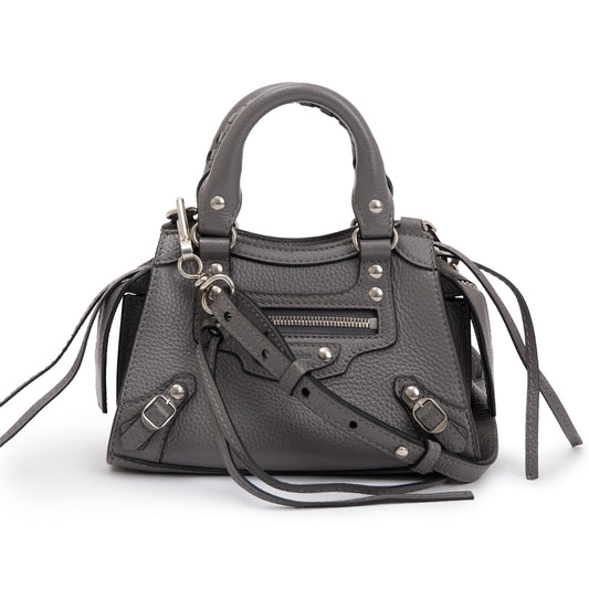 Balenciaga Grey Calfskin Leather Nano Neo Classic Top Handle Bag