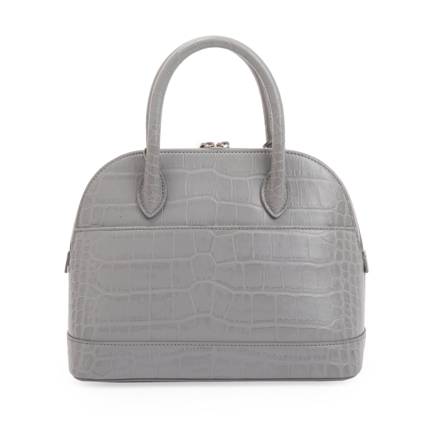 Balenciaga Grey Croc Embossed Ville S Top Handle Bag