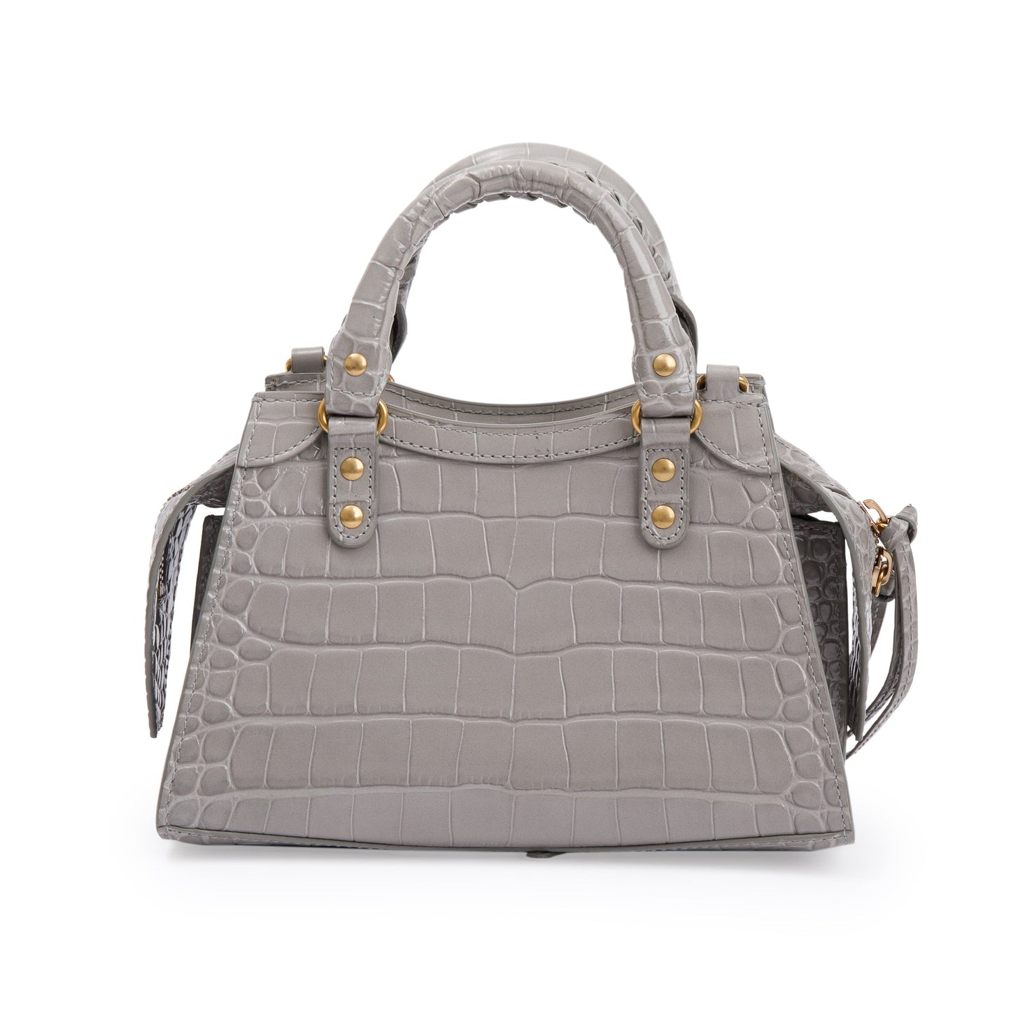 Balenciaga Grey Crocodile Embossed Calfskin Leather MIni Neo Classic Top Handle Bag