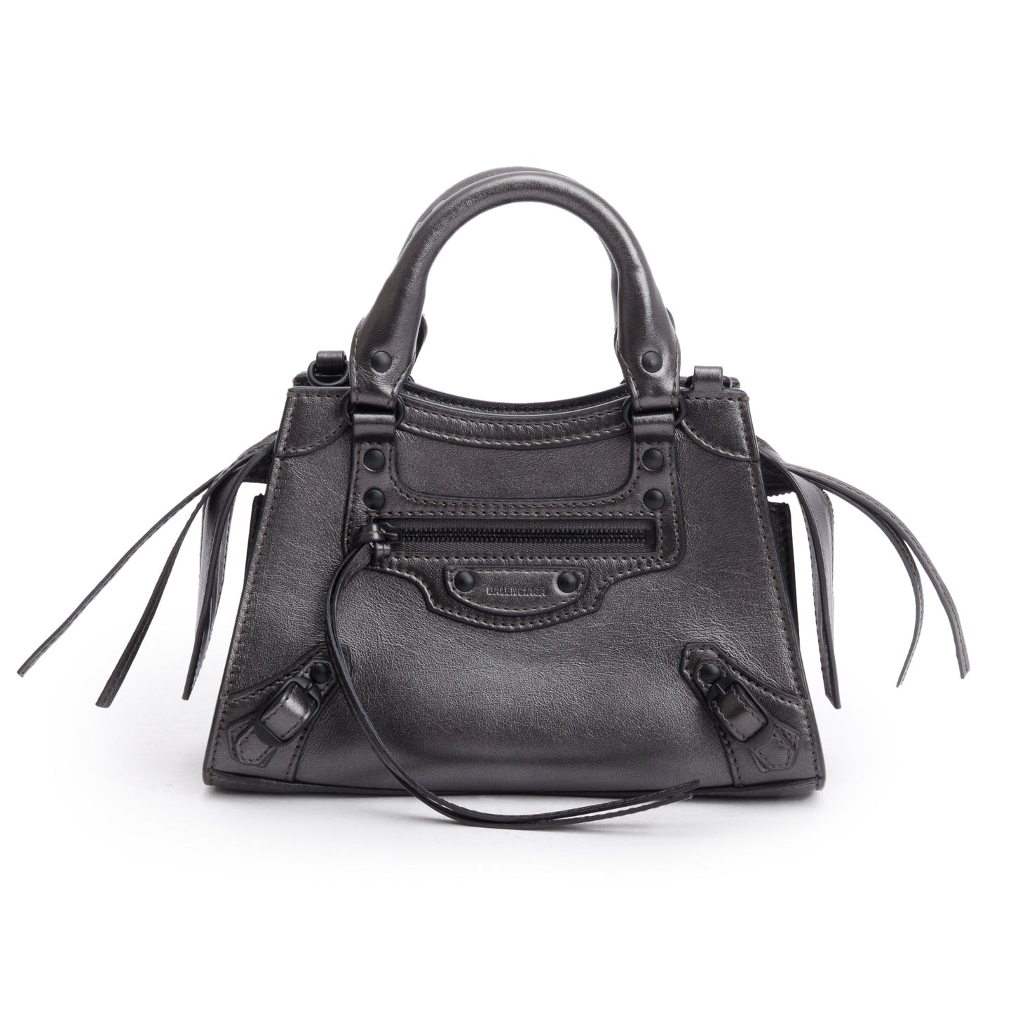 Balenciaga Grey Metallic Calfskin Leather MIni Neo Classic Top Handle Bag