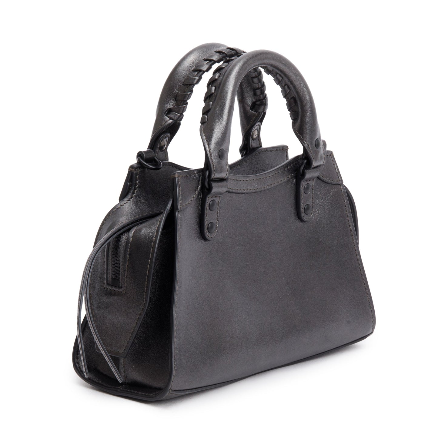 Balenciaga Grey Metallic Calfskin Leather MIni Neo Classic Top Handle Bag