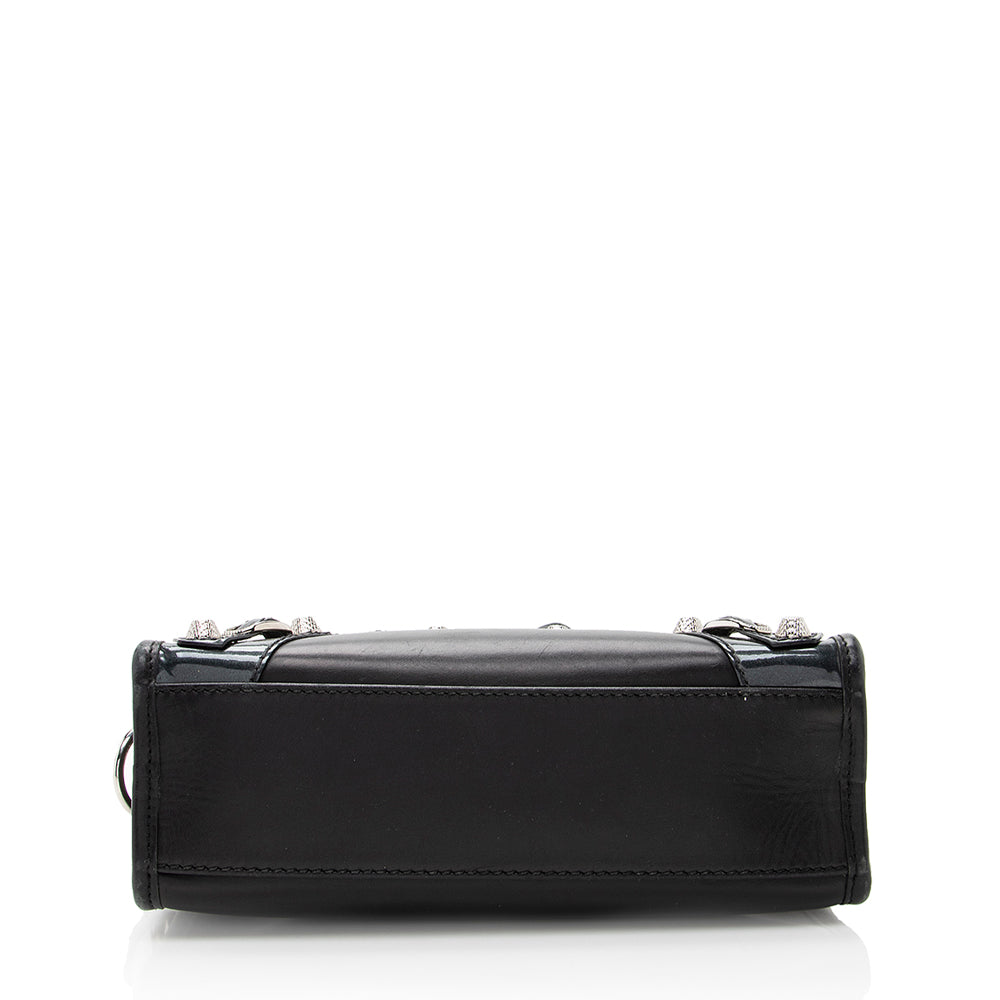 Luxury Balenciaga Trending 2026 Patent Matte Calfskin Metal Edge City Mini Satchel - FINAL SALE (SHF-17574)