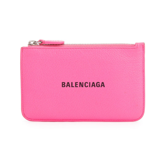 Balenciaga Pink Calfskin Leather Large Long Coin and Card Holder