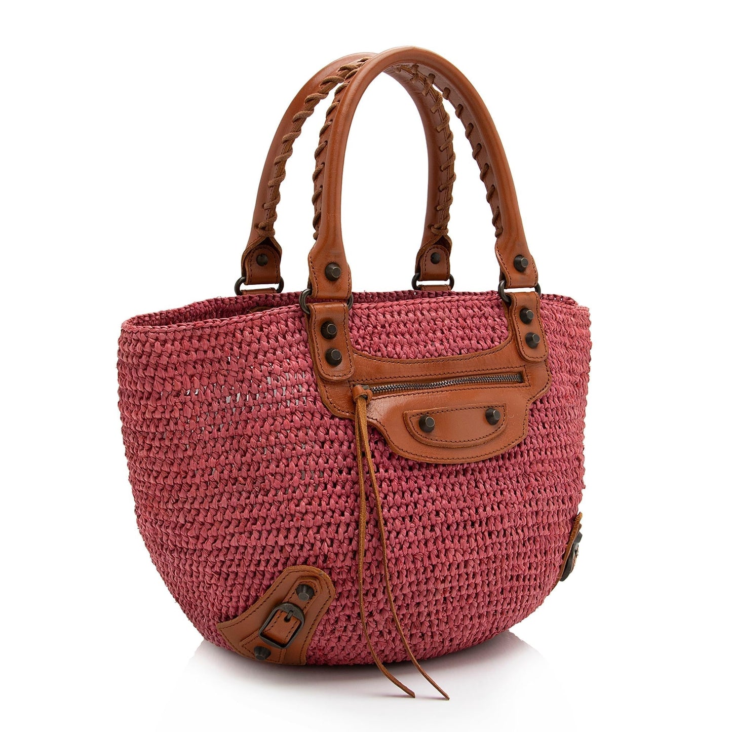 Luxury Balenciaga Trending 2026 Raffia Motocross Classic Panier Small Tote (SHF-23349)