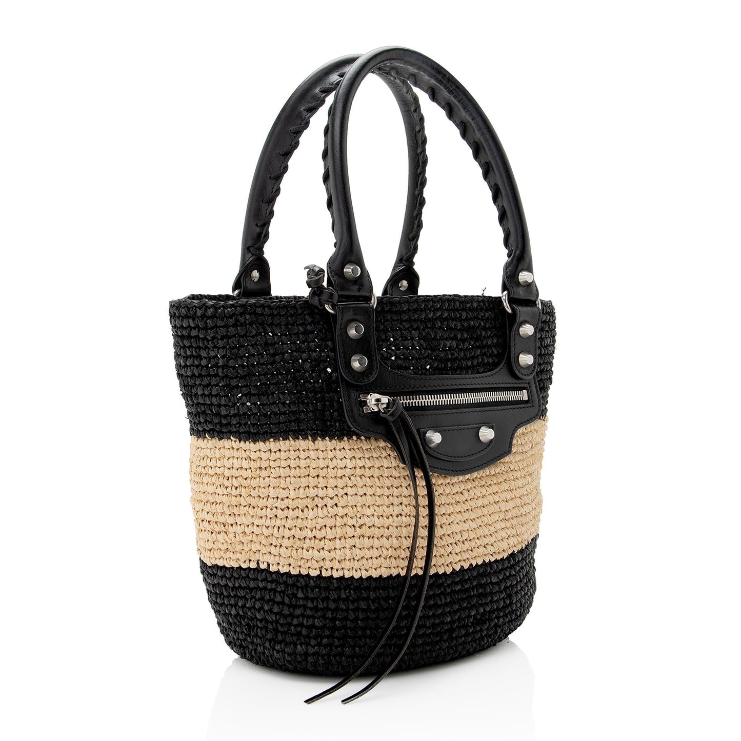 Luxury Balenciaga Trending 2026 Raffia Striped Panier XS Tote (SHF-22896)