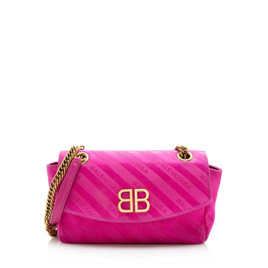 Luxury Balenciaga Trending 2026 Satin Jacquard BB S Round Shoulder Bag - FINAL SALE (SHF-17069)