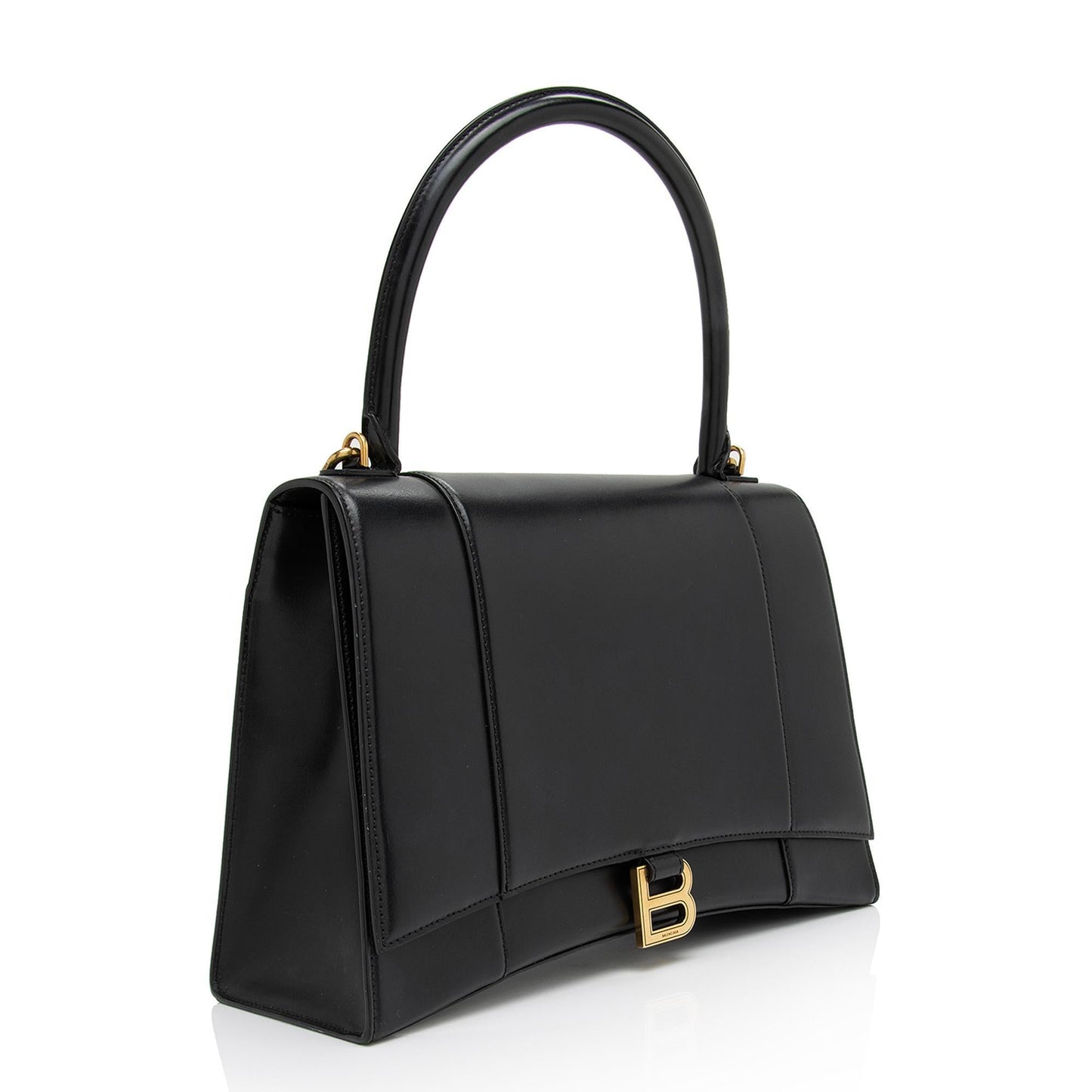 Luxury Balenciaga Trending 2026 Shiny Calfskin Hourglass Medium Satchel (SHF-T4GYIa)