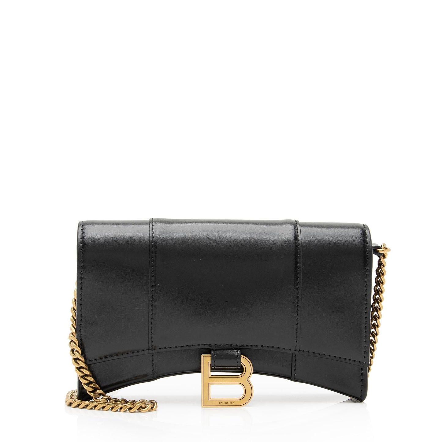 Luxury Balenciaga Trending 2026 Shiny Calfskin Hourglass Wallet on Chain Bag (SHF-23824)