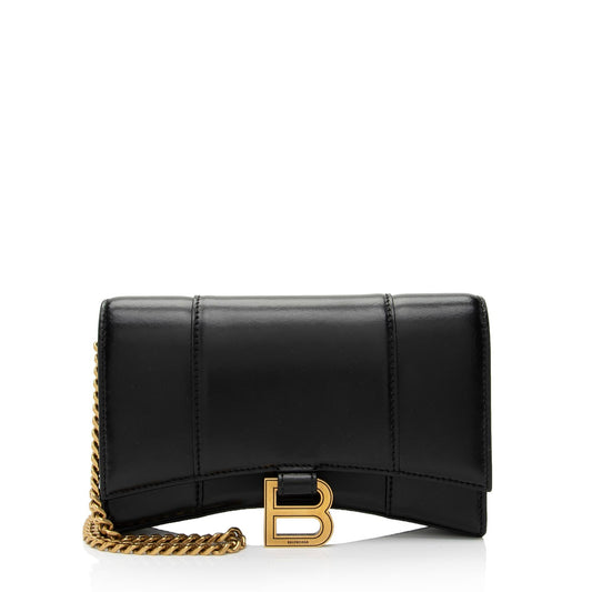 Luxury Balenciaga Trending 2026 Shiny Calfskin Hourglass Wallet on Chain Bag (SHF-RgTbFx)