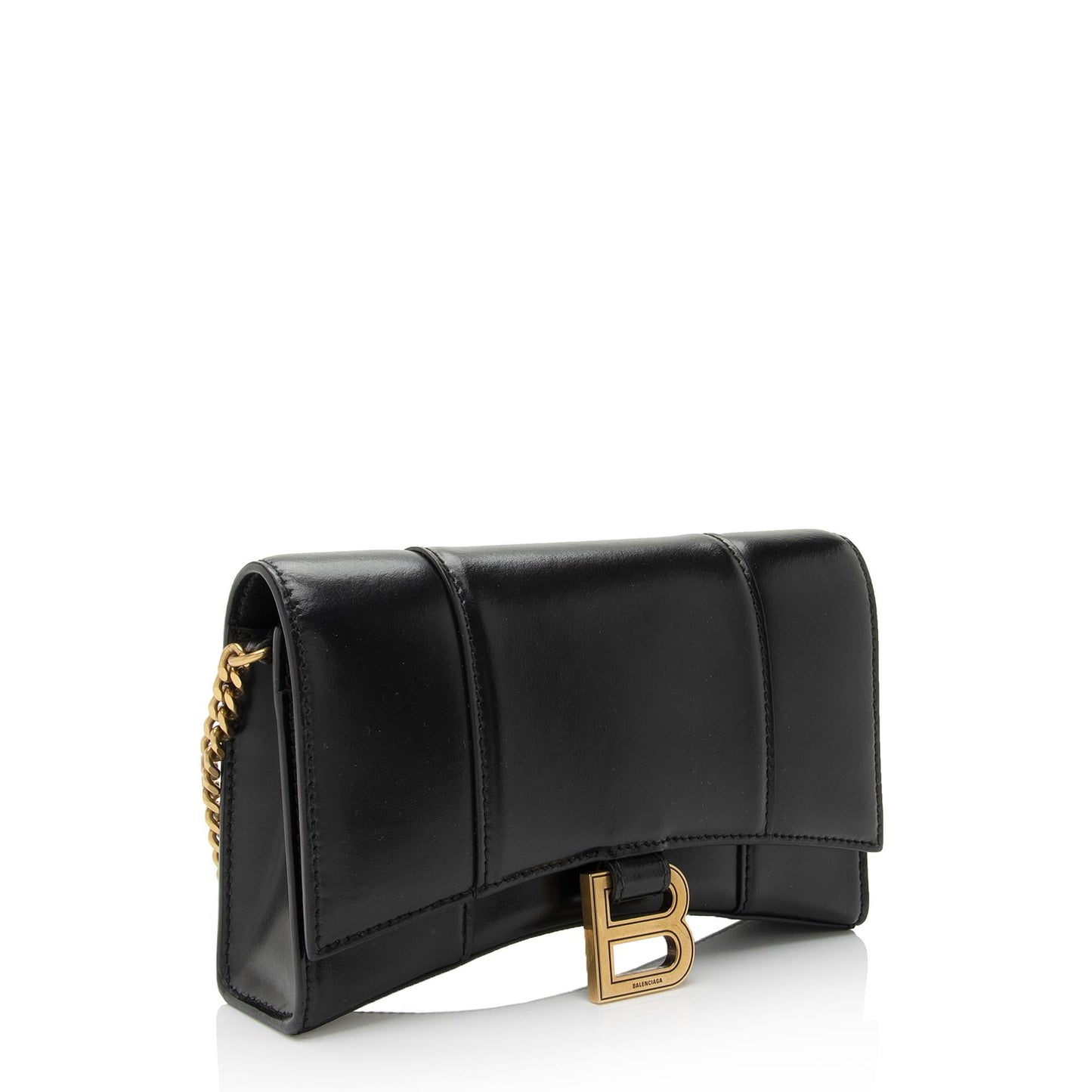 Luxury Balenciaga Trending 2026 Shiny Calfskin Hourglass Wallet on Chain Bag (SHF-RgTbFx)