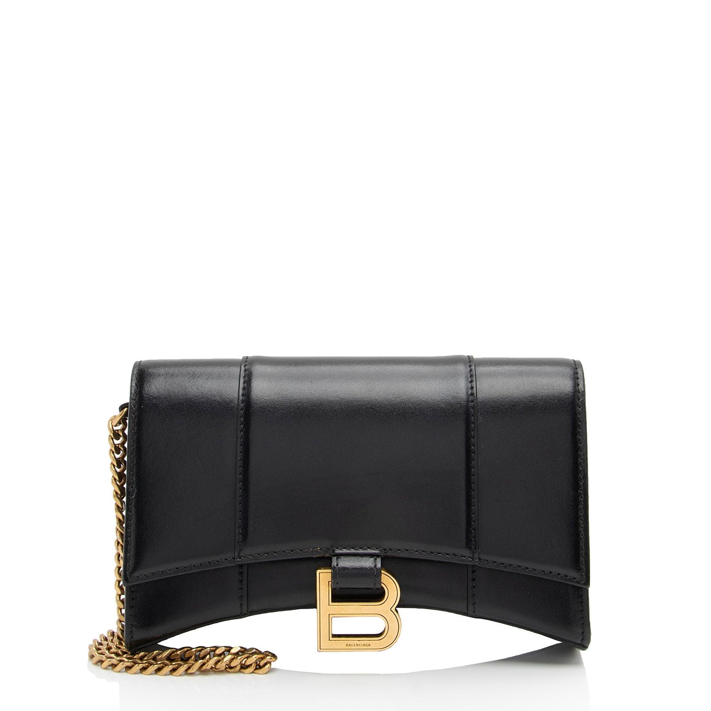 Luxury Balenciaga Trending 2026 Shiny Calfskin Hourglass Wallet on Chain Bag (SHF-PW1B0p)