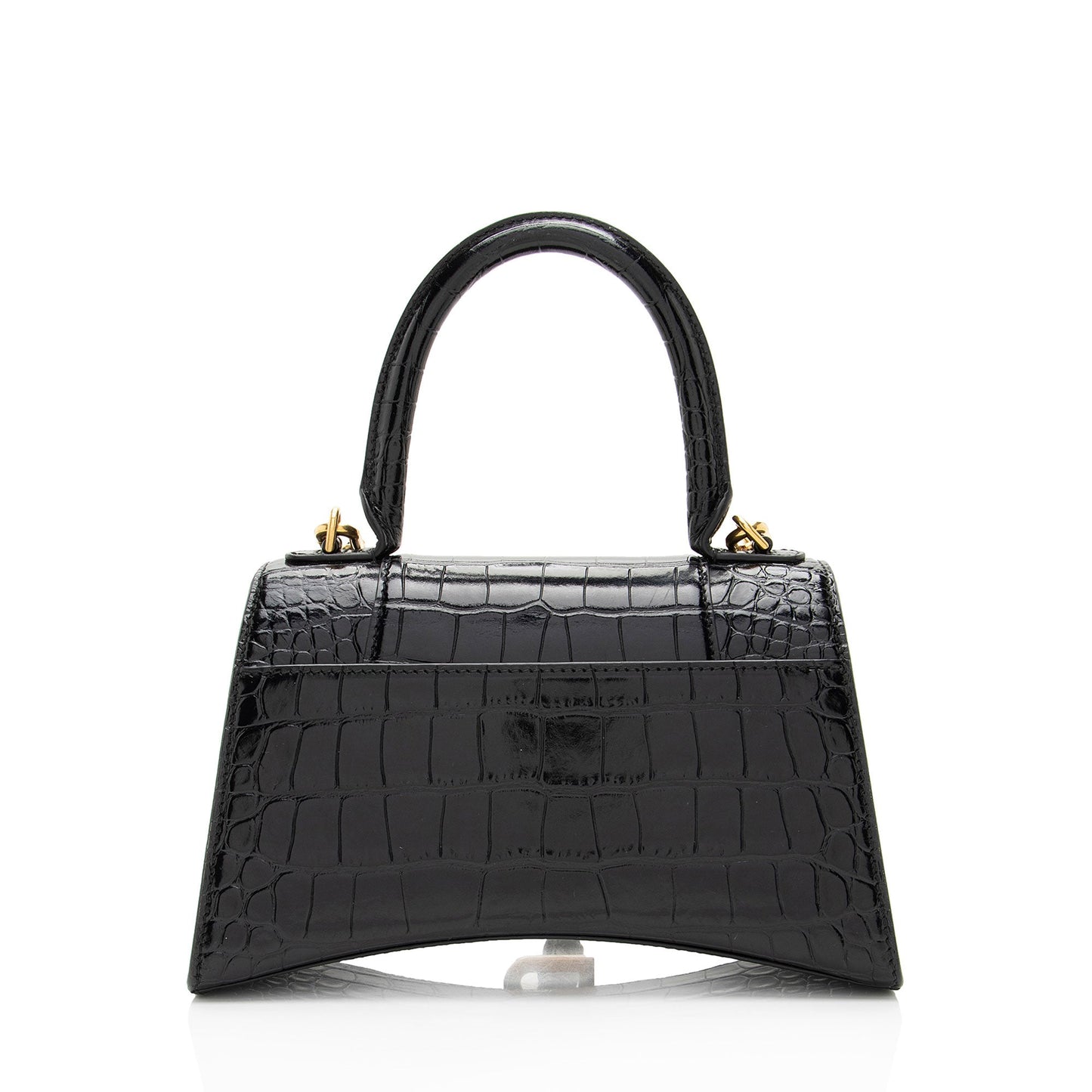 Luxury Balenciaga Trending 2026 Shiny Croc Embossed Calfskin Hourglass Small Top Handle (SHF-4EXjgI)