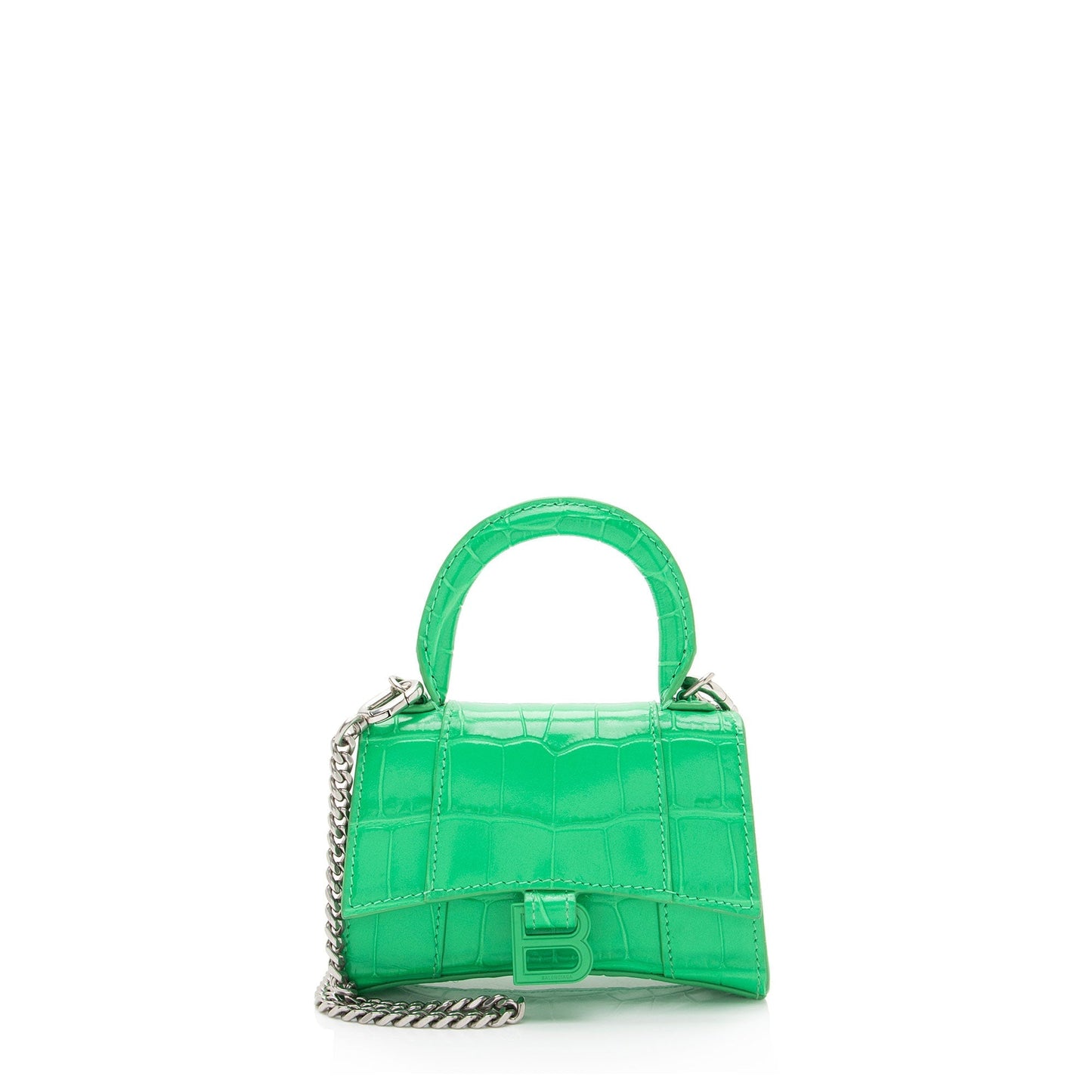 Luxury Balenciaga Trending 2026 Shiny Croc Embossed Calfskin Hourglass Super Nano Top Handle (SHF-c6OAtN)