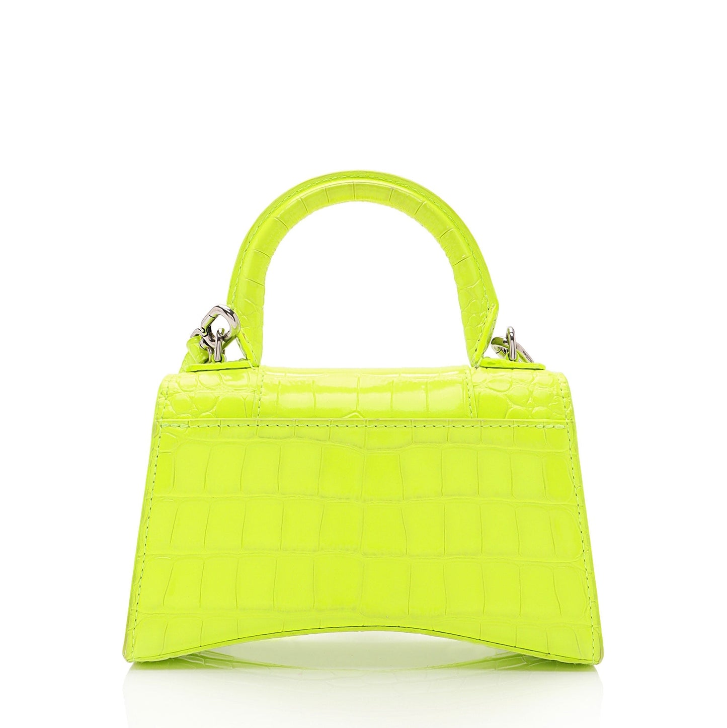 Luxury Balenciaga Trending 2026 Shiny Croc Embossed Calfskin Hourglass XS Top Handle (SHF-vSVXrb)