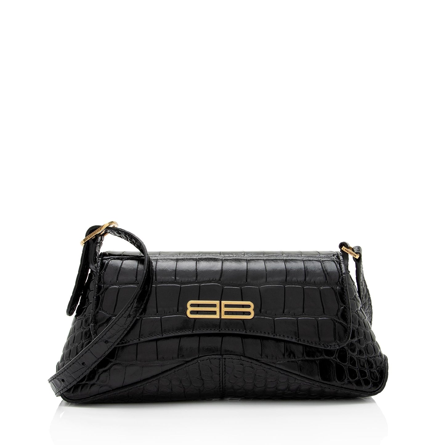 Luxury Balenciaga Trending 2026 Shiny Croc Embossed Calfskin XX Small Flap Bag (SHF-HmNLTl)