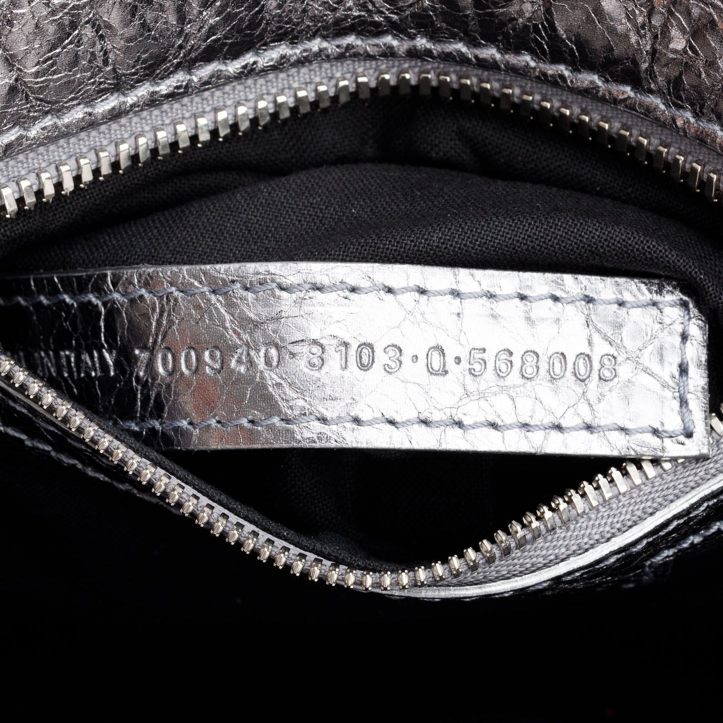 Balenciaga Silver Metallic Arena Leather Crystal Neo Cagole XS City Bag