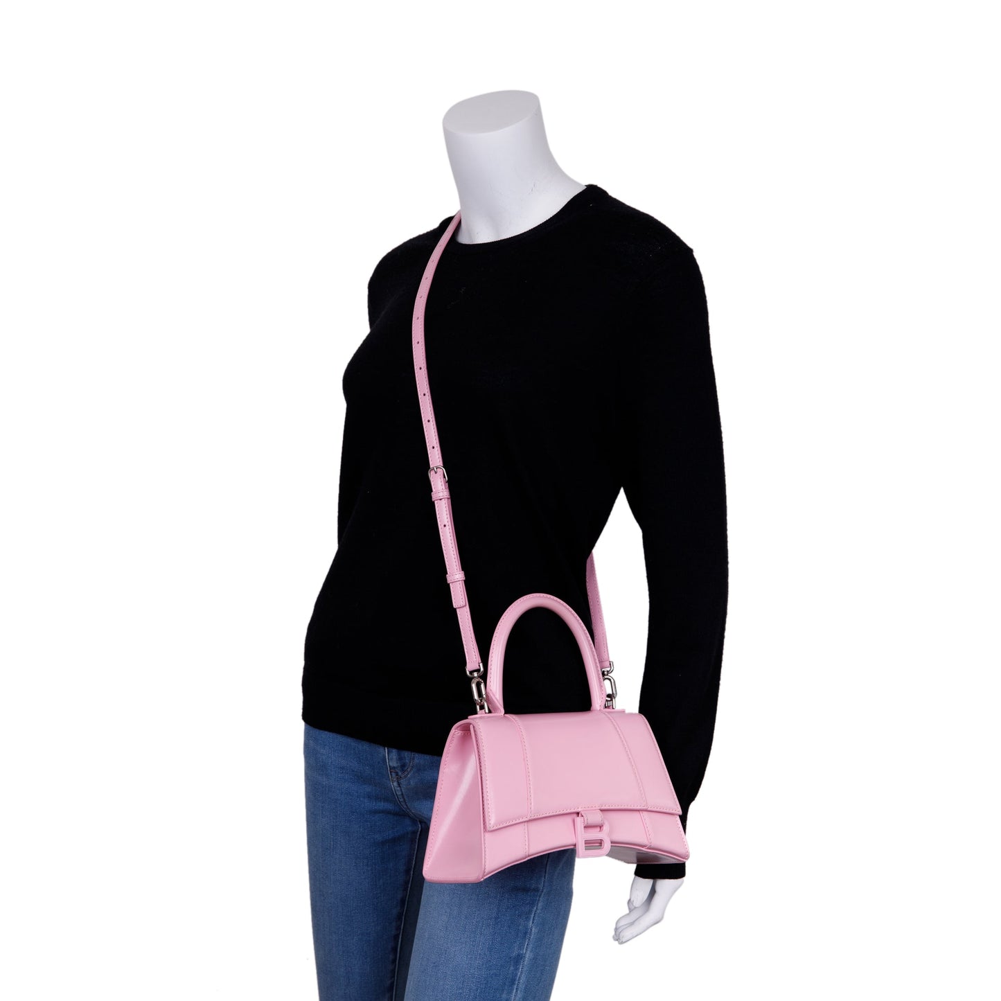 Balenciaga Small Pink Hourglass Top Handle Bag
