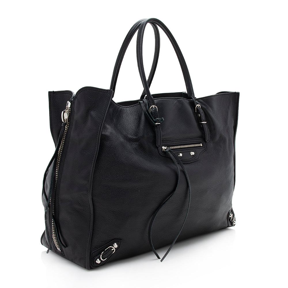 Luxury Balenciaga Trending 2026 Veau Leather Papier A4 Zip Around Tote (SHF-12250)