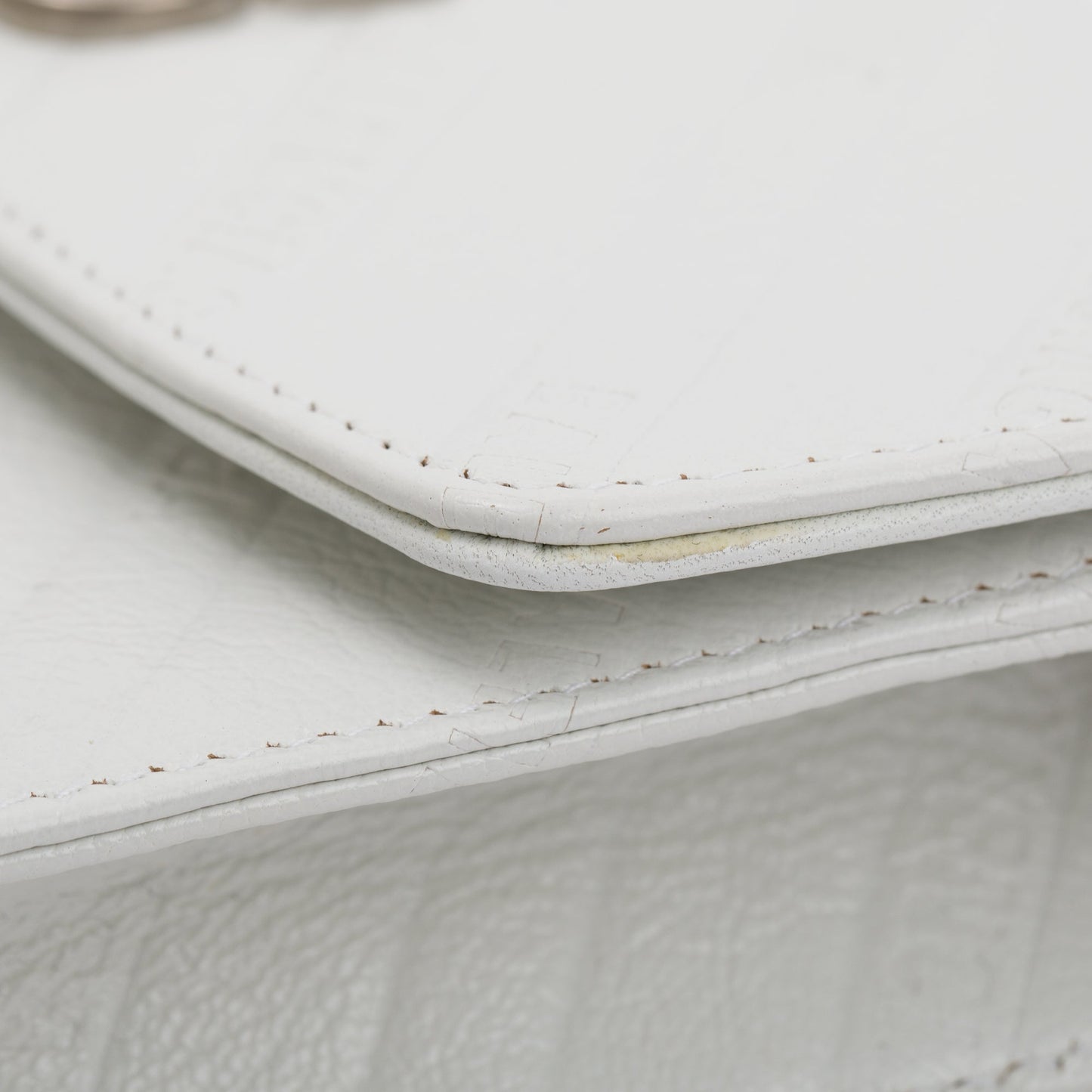 Balenciaga White Calfskin Leather BB Wallet on Chain