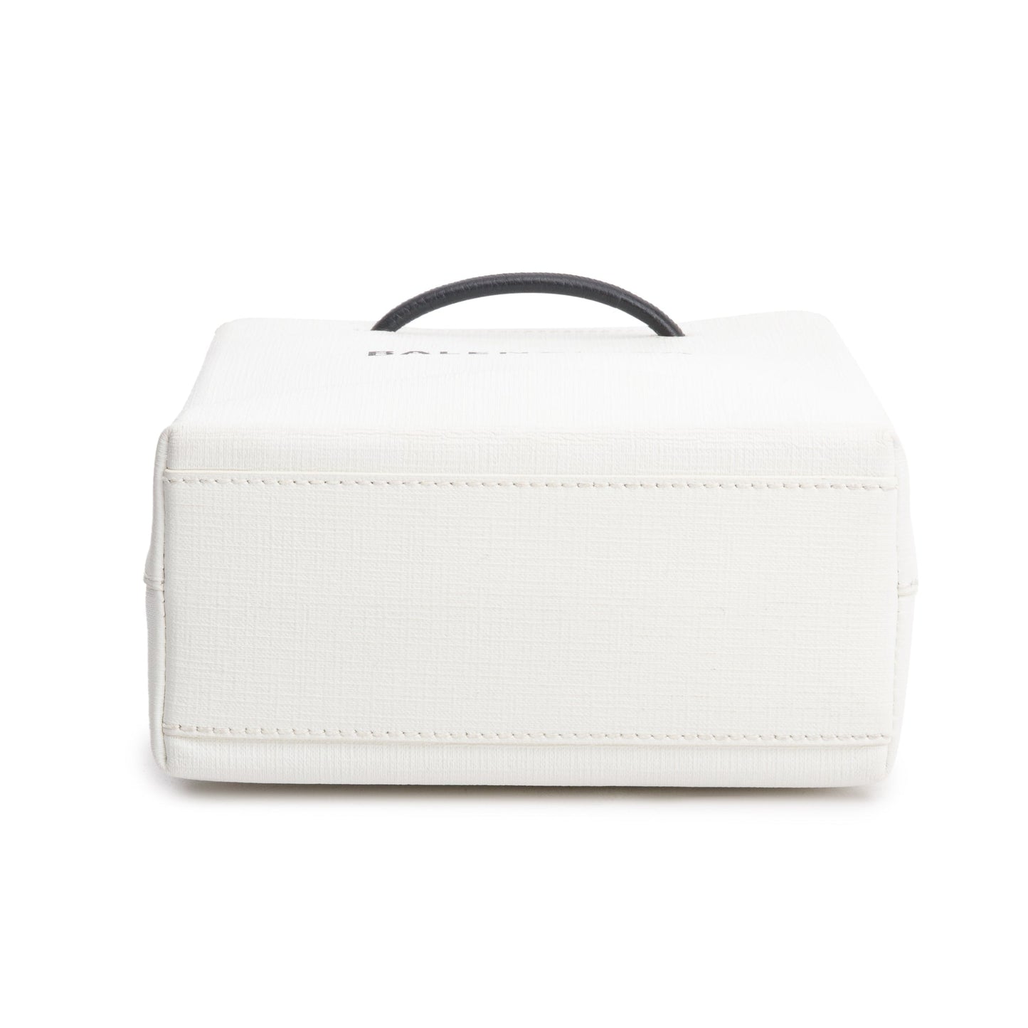 Balenciaga White Calfskin Leather XXS Logo Leather Shopping Tote