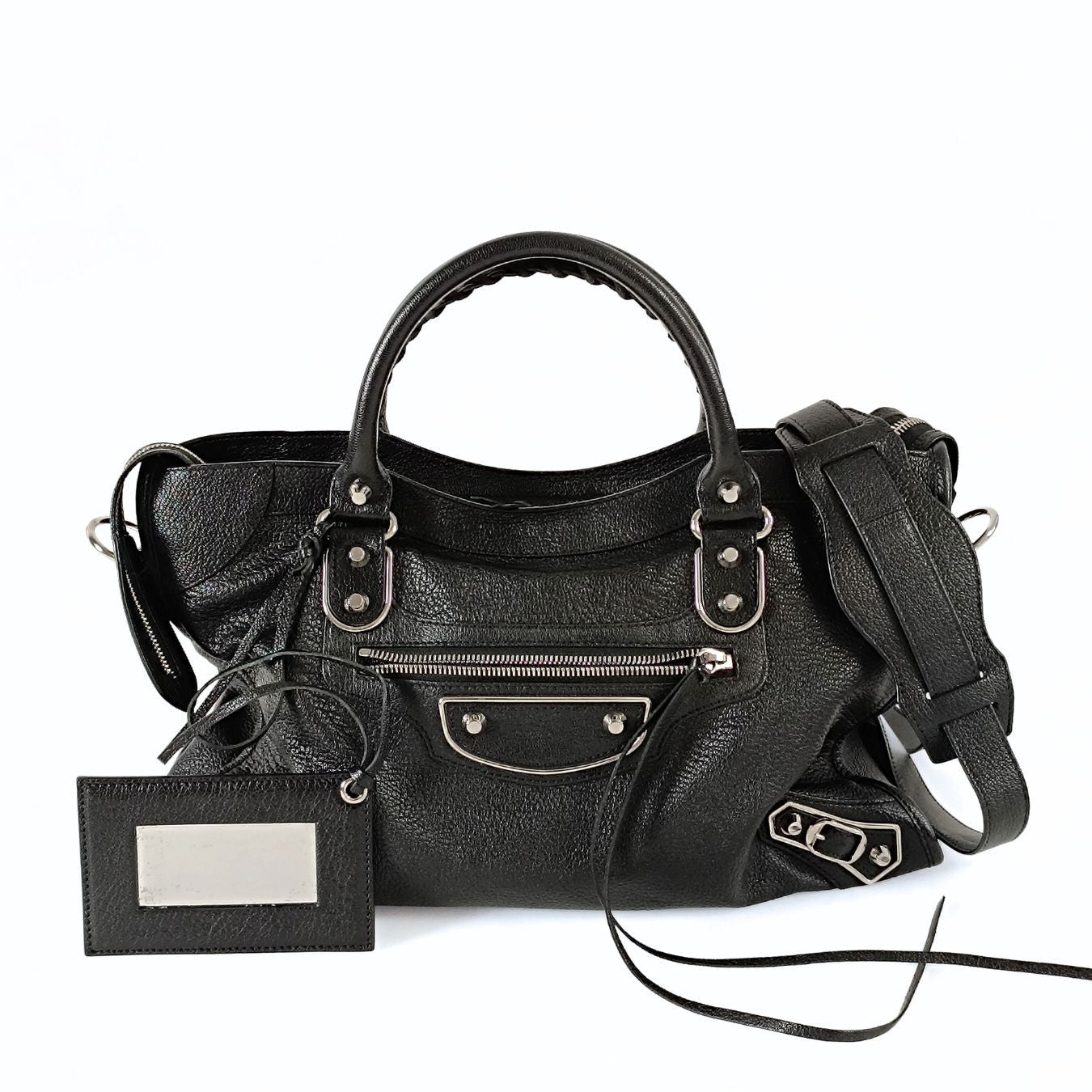 Balenciaga Balenciaga Le City Metallic Medium shoulder bag in black leather