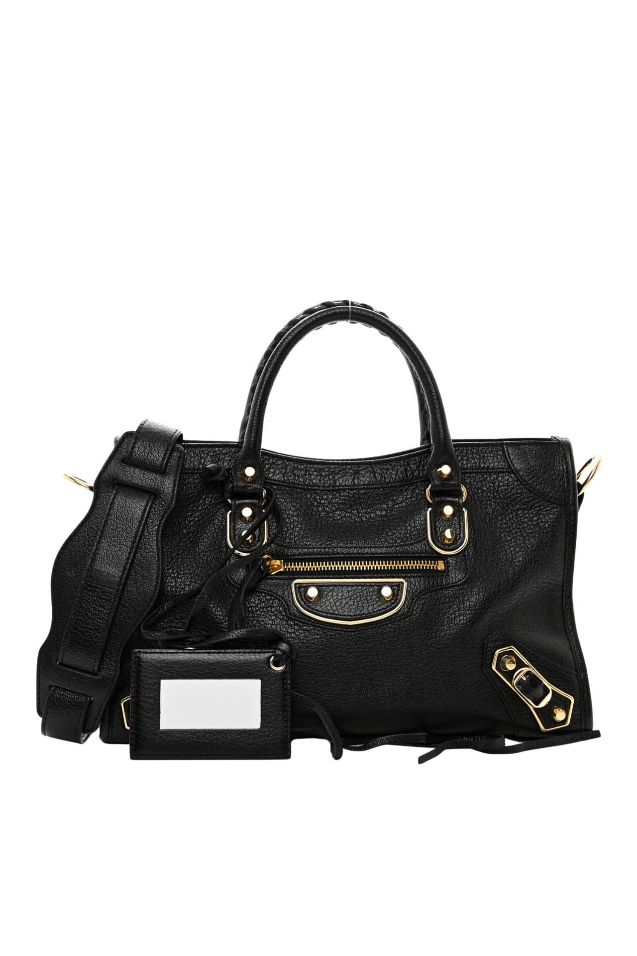 Balenciaga Black Leather Metallic Edge City Tote