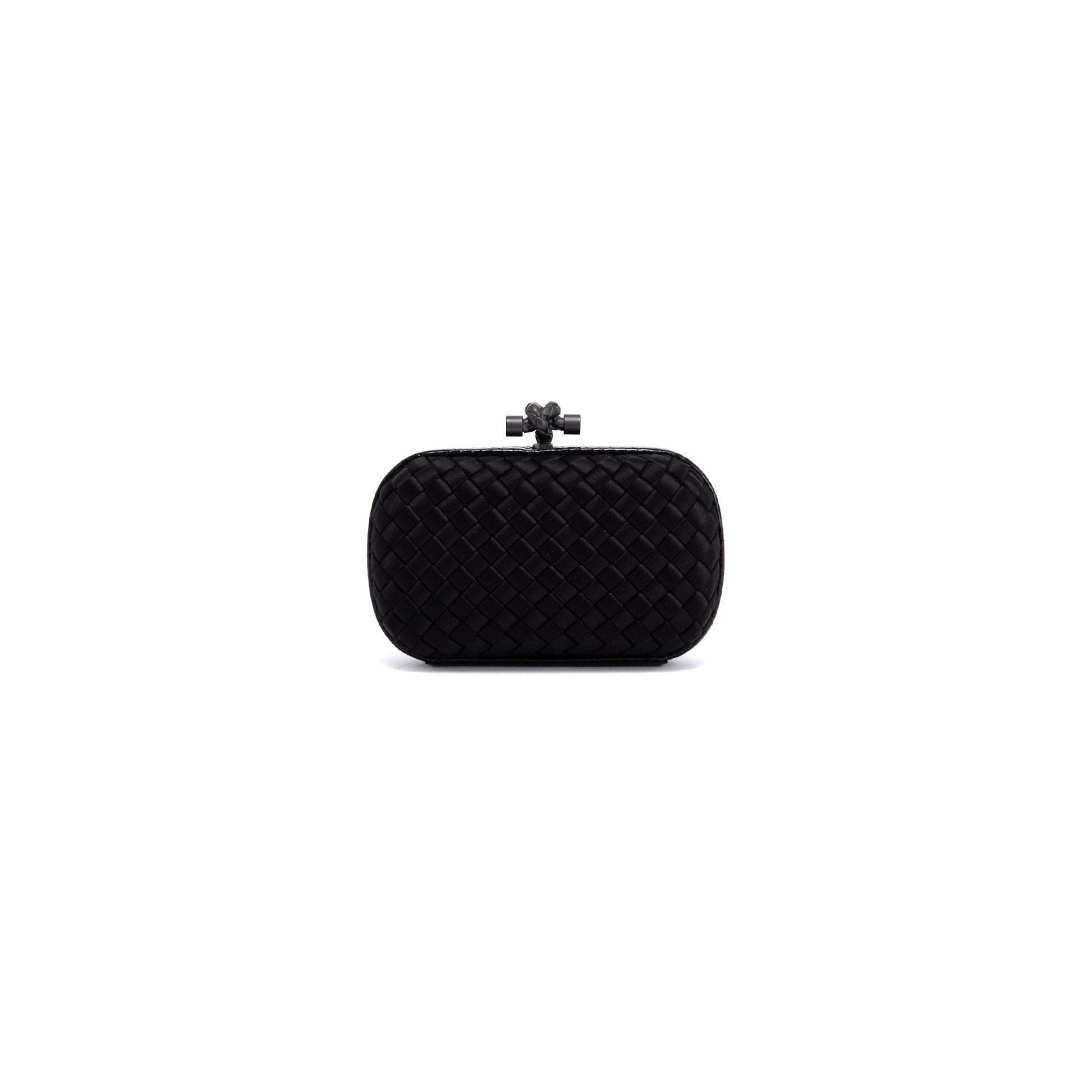 Bottega Veneta Ayers-Trimmed Satin Intrecciato Knot Clutch
