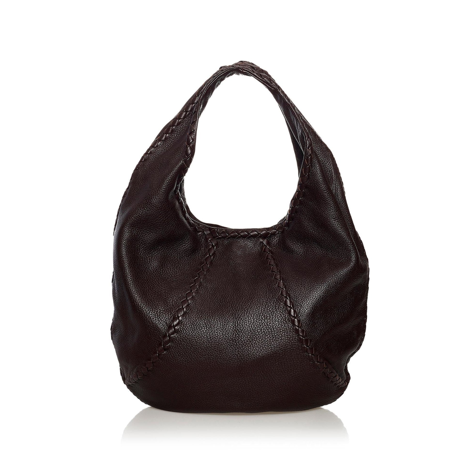 Luxury Bottega Veneta Baseball Leather Hobo Bag (SHG-32401)