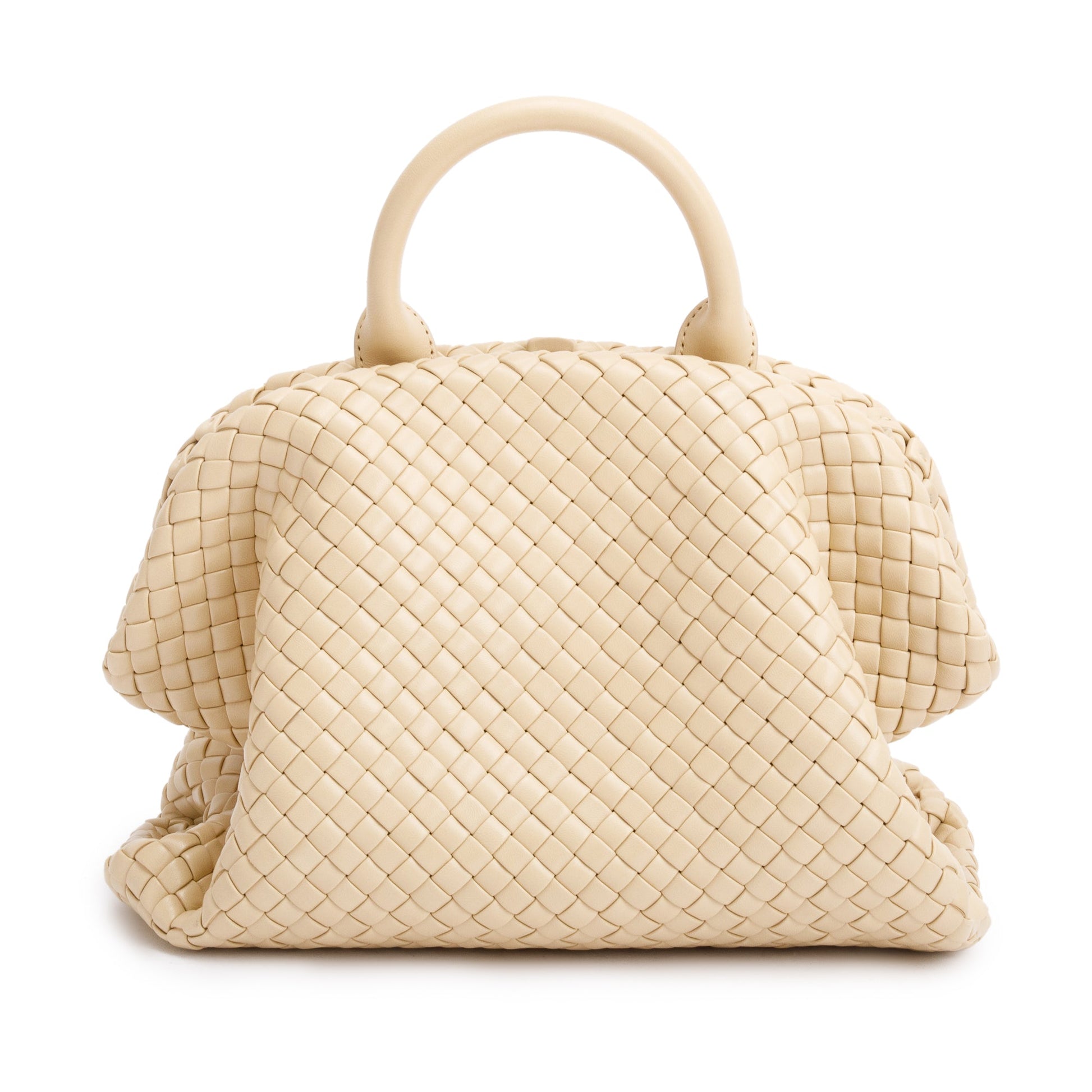 Bottega Veneta Beige Intrecciato Weave Padded Medium The Handle Bag