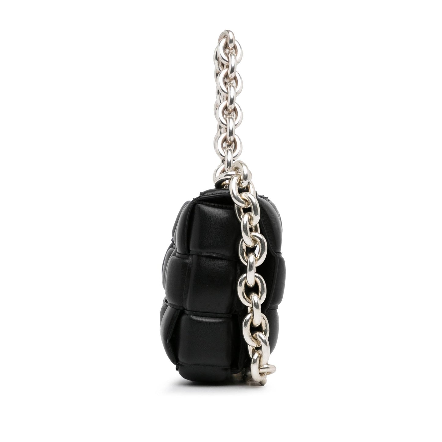 Luxury Bottega Veneta Calfskin Intrecciato Padded Chain Cassette Satchel (SHG-535Auh)